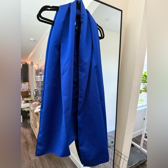 Elegant Modern Maids Royal Blue one shoulder bridesmaid w/ Shawl dress Sz 6 - Picture 3 of 9